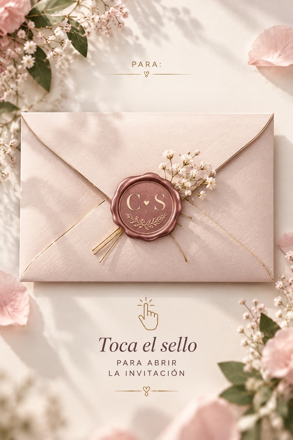 Sobre floral de la invitación de Carlos y Sylvia